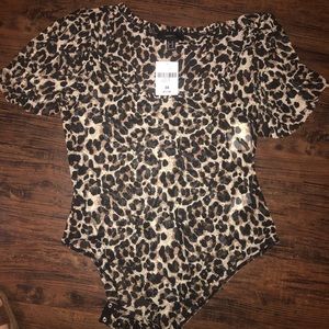 NWT Forever 21 sheer cheetah bodysuit 3X